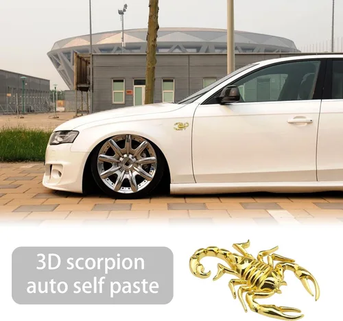 Miniatura 2 de 1 par de calcomanías de metal de escorpión 3D para automóvil, impermeable, antioxidante, decoración decorativa, emblema para motocicleta, aleación