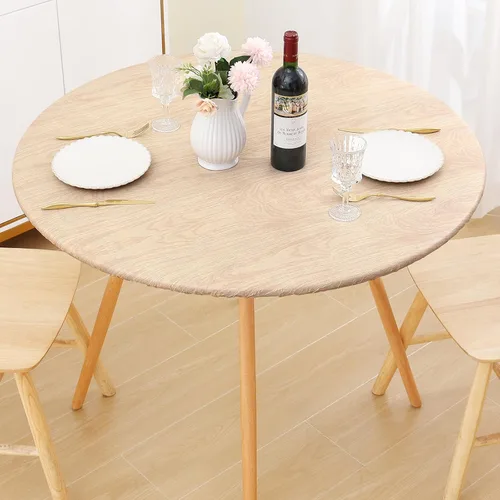 Miniatura 7 de Smiry Mantel redondo de pícnic, fundas de mesa elásticas impermeables para mesas de 18 a 24 pulgadas, manteles de vinilo con parte trasera