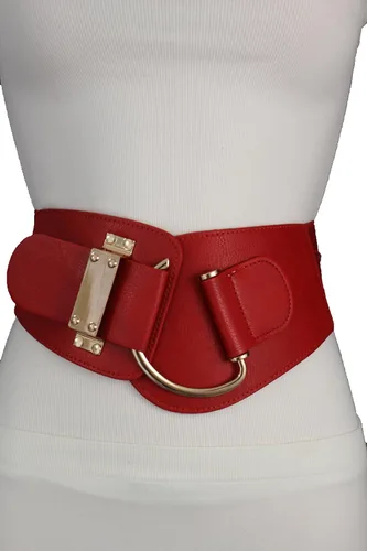 Miniatura 116 de TFJ - Cinturón ancho de moda para mujer, cintura alta, hebilla de gancho de metal dorado, talla XS, S, M, L, XL