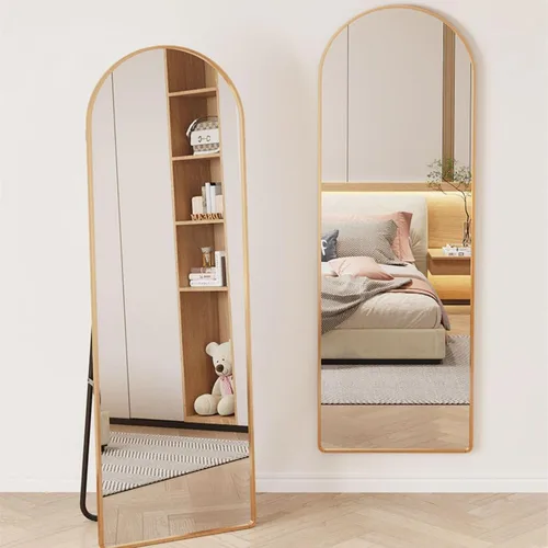 Miniatura 4 de Espejo arqueado de longitud completa con soporte, espejo de cuerpo completo montado en la pared, espejo de tocador para dormitorio, de pie