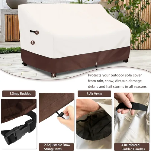 Miniatura 3 de Fundas para Sofá de Exterior, Funda para Sofá de Exterior de 58 Pulgadas, Funda Impermeable para Muebles de Patio, Fundas para Muebles para Asientos