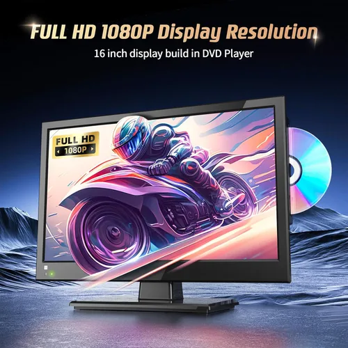 Miniatura 2 de Desobry Televisor de 16 pulgadas con reproductor de DVD integrado 1080P LCD TV reproductor de DVD combinado con monitor USB HDMI para el hogar