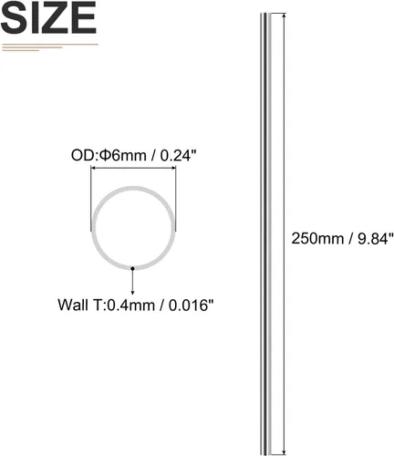 Miniatura 2 de DTGN Tubo de acero inoxidable 304 de 0.236 in x 0.016 in x 9.843 in (ODxWall TxL) - 1 paquete - Bueno para equipos de maquinaria - Tubos de metal