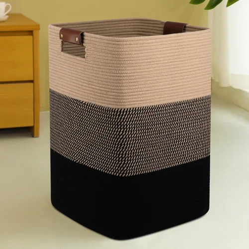 Cesta de Ropa Sucia 96L Extra Grande Cesta de Lavandería, Cesta Tejida para Mantas, Cesta de Almacenamiento Tejida de Algodón con Asas para Sala de