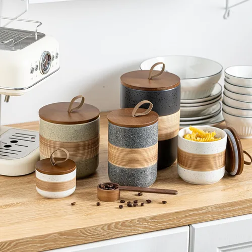Miniatura 8 de Miamolo Tarro pequeño de cerámica con tapa, recipiente de café, recipiente de café, tarros de almacenamiento de alimentos para bolsa de té