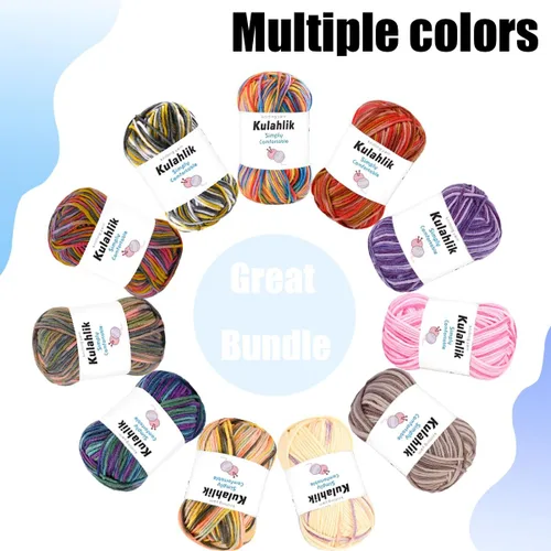 Miniatura 2 de 50g (1x50g) Hilo Acrílico para Crochet y Tejido, Hilo Degradado Colorido, 1 Rollo de Madejas, Hilo Acrílico Multicolor, Perfecto para Proyectos