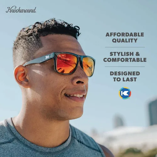 Miniatura 5 de Knockaround Torrey Pines - Gafas de sol polarizadas para hombres y mujeres, protección UV400 Gris claro / rojo atardecer