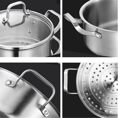 Miniatura 5 de Vaporizador de alimentos de 5 capas, olla de sopa, olla de cocina de 5 capas de acero inoxidable para el hogar, adecuada para estufa de gas/cocina