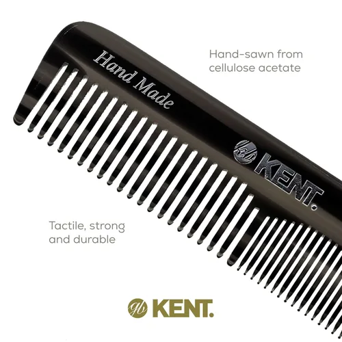 Miniatura 5 de Kent OT Peine de Bolsillo de Grafito Negro - Peine de Cabello de Dientes Finos y Anchos Hecho a Mano para Hombres, Mujeres y Niños - Peine de Viaje