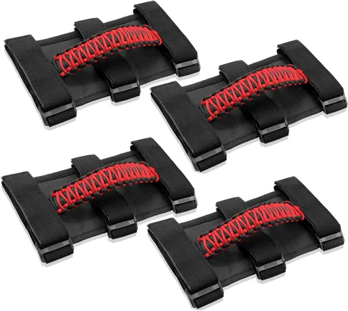 Miniatura 9 de 2x Asas de Agarre de Barra Enrollable para Jeep Wrangler YJ TJ JK JKU JL JLU Sports Sahara Freedom Rubicon Unlimited X Gladiator JT 1955-2022 Negro