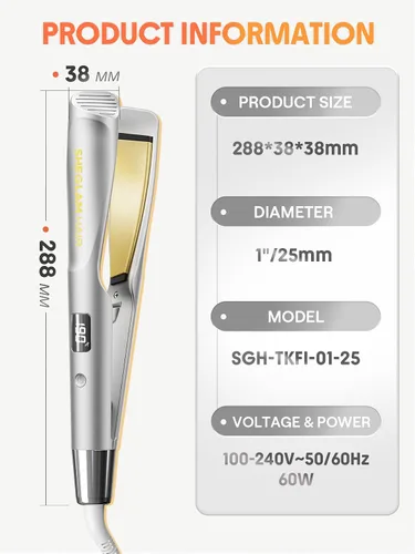 Miniatura 3 de SHEGLAM Plancha plana para alisar el cabello, alisador y rizador de pelo de cerámica 2 en 1, 1 pulgada, calentamiento rápido con pantalla LCD