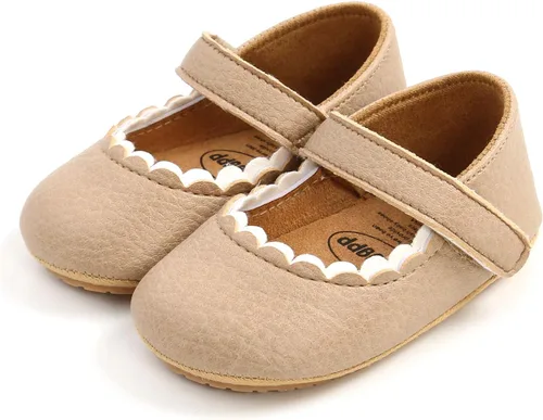 Miniatura 4 de WILLFUN Zapatos planos Mary Jane para bebé niña, diseño floral, vestido de princesa, zapatos de cuna antideslizantes para los primeros pasos