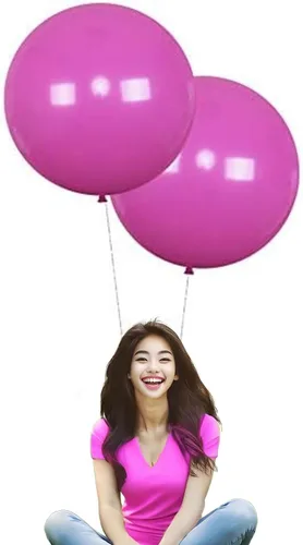 Miniatura 20 de Globos redondos de látex de 24 pulgadas, paquete de 10 globos grandes gruesos de color rosa macarrón para sesiones de fotos, bodas, baby shower