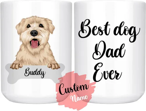 Miniatura 8 de Taza personalizada de Wheaten Terrier con diseño de perro mamá y papá, taza de Wheatie Dog para hombres y mujeres, taza de regalo de dueño de perro