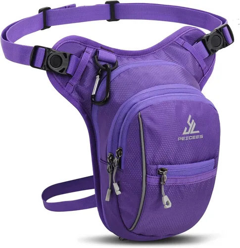 Miniatura 10 de Peicees Bolsa de Pierna con Espacio Expandible para Muslo, Bolsa de Cadera Impermeable para Montar en Motocicleta y Bicicleta al Aire Libre, Bolsa