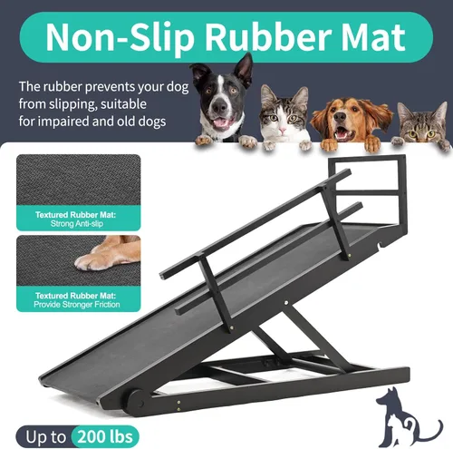 Miniatura 2 de Rampa para perros, rampa plegable de madera ajustable de 5 niveles para cama mediana, sofá, SUV - Alta tracción, rampas portátiles para mascotas