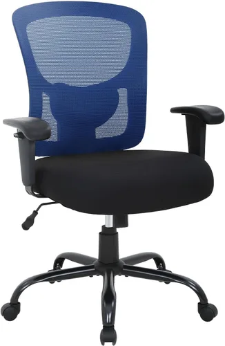 Miniatura 11 de Silla de oficina grande y alta, asiento ancho de 400 libras, silla de computadora con soporte lumbar, brazos ajustables, silla giratoria de malla