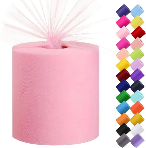 Miniatura 7 de Rollo de tela de tul, 6 pulgadas por 200 yardas (600 pies), carrete de tela de organza de tul para bricolaje, falda tutú, decoración de baby shower