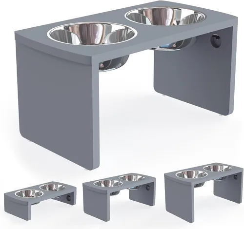 Miniatura 17 de Cuencos elevados para perros, cuenco elevado de bambú para perros y gatos pequeños, con 2 cuencos de acero inoxidable