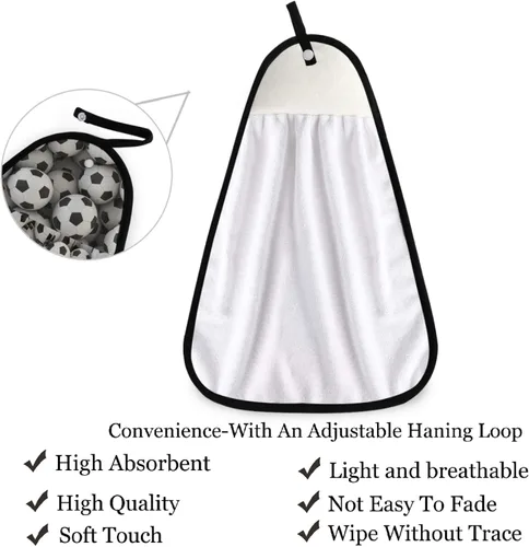 Miniatura 3 de visesunny Toalla de cocina con estampado 3D de pelota de fútbol con lazo para colgar, toalla de mano absorbente para limpieza y secado de baño