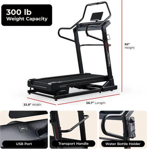 Miniatura 7 de Sunny Health & Fitness Auto Incline Decline Treadmill for Home with Smart Connectivity and Interactive Console, Smooth and Quiet Motor with Cushion