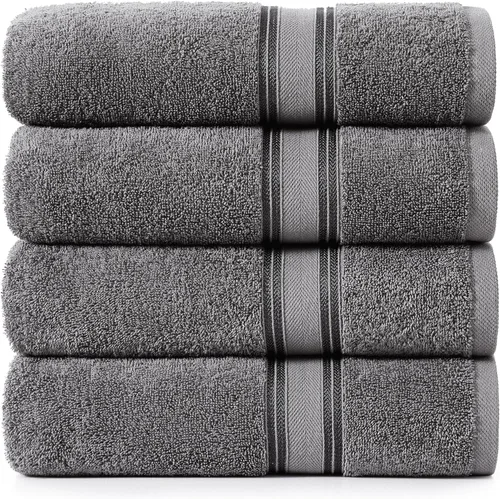 Miniatura 49 de LANE LINEN Juego de 4 toallas de baño 100% algodón (35 x 66 pulgadas), juego de toallas de baño extragrandes de algodón sin torsión, secado rápido