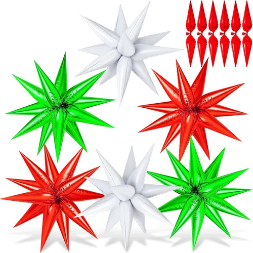 Miniatura 32 de 72 unidades de globos de estrella, grandes globos de cono de estrella metálicos de 26 pulgadas, globos de papel de aluminio de explosión colorida