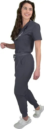 Miniatura 2 de Green Town Conjunto médico de enfermería GT 4FLEX con cuello en V para mujer