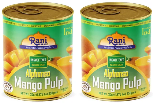 Miniatura 11 de Puré de pulpa de mango Rani (hace batidos de mango Lassi) Alphonso endulzado 30 onzas (1.875 libras) 29.98 oz ~ Kosher Todo natural Sin OMG