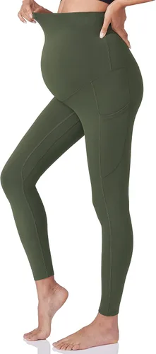 Miniatura 2 de POSHDIVAH Leggings de entrenamiento de maternidad para mujer sobre el vientre, pantalones de yoga con bolsillos, ropa deportiva suave, pantalones