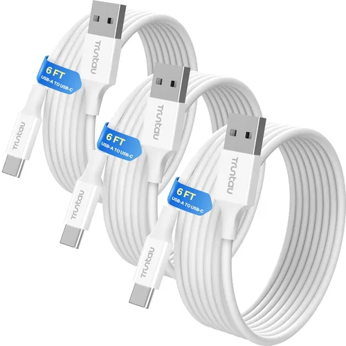 Miniatura 23 de Cable USB A a USB C de 6 pies, cable de carga rápida de 60 W compatible con iPhone 17/17 Pro Max/16/16e/16 Plus/15 Pro Max, Samsung Galaxy Blanco