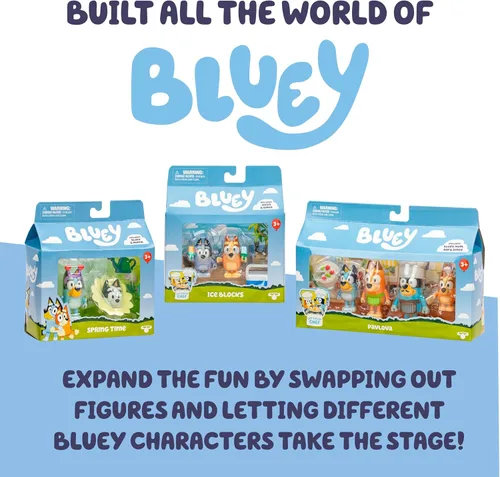 Miniatura 9 de Bluey Action Heroes - Juego de figuras de juguete de 2 unidades, figuras articuladas de personajes con figuras de karate y mochila propulsora