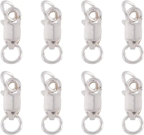 Pandahall - 10 cierres de pinza de langosta de plata de ley 925 con anillos de salto para collar, pulsera, cierre de gatillo hipoalergénico para