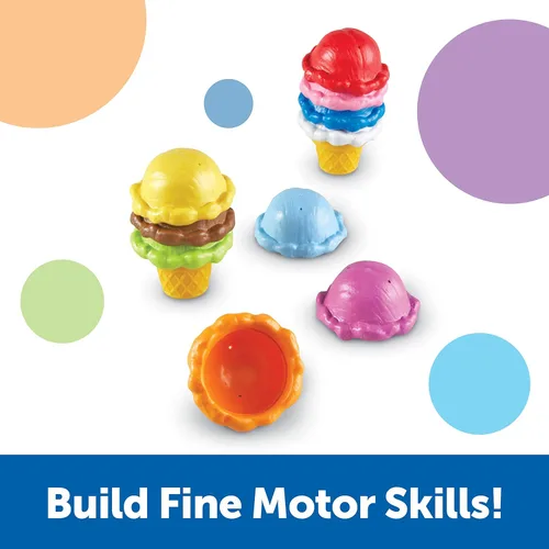 Miniatura 4 de Learning Resources Smart Snacks Conos de Color Arcoíris - Cuchara de Juguete para Helado, Comida de Juego Sensorial, Motricidad Fina para Niños