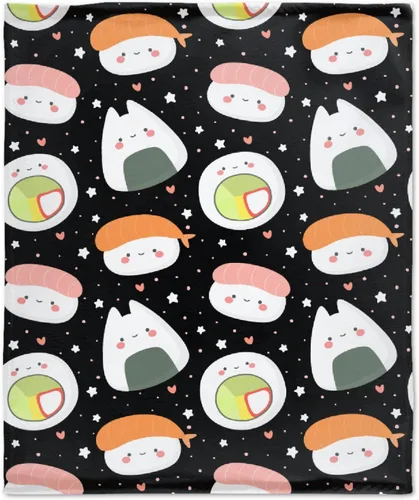 Miniatura 12 de Manta de franela con patrón de sushi de comida para regalo, manta de franela ultra suave y acogedora, manta de forro polar cálida para sofá, cama