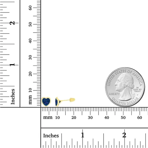 Miniatura 4 de Aretes de tuerca de oro macizo de 14 quilates, hipoalergénicos, de 0.236 in, con forma de corazón, con bisel pulido