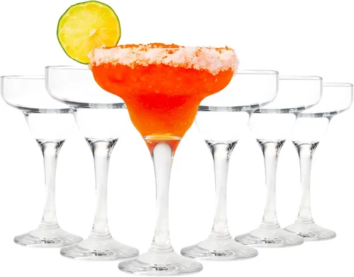 Vikko Juego de 6 vasos de Margarita de 10 onzas, cristal transparente de margarita, cristalería cosmopolita para margaritas, bebidas congeladas,