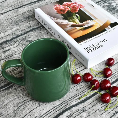 Miniatura 2 de Bosmarlin Taza de café de cerámica brillante, taza de té para la oficina y el hogar, 18 onzas, adecuada para lavavajillas y microondas