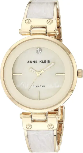 Anne Klein Reloj de pulsera con esfera de diamantes genuinos para