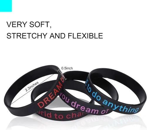 Miniatura 4 de Hicarer 36 pulseras motivacionales para hombres y mujeres, pulseras de silicona inspiradoras, citas motivacionales, pulseras de graduación de goma