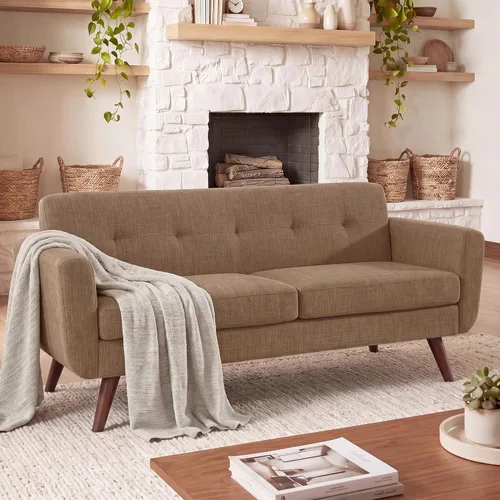 Miniatura 26 de Tbfit Sofá en Forma de L, Sofás Seccionales Modernos de Mediados de Siglo de 80" de Ancho, Sofás de 3 Plazas con Chaise Lounge Amplio, Sofá Beige