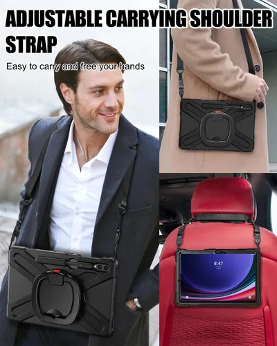 Miniatura 5 de BRAECN Funda para Samsung Galaxy Tab S10+/S9 FE+/S9+ Plus de 12.4 pulgadas, funda de silicona resistente con protector de pantalla, soporte para S