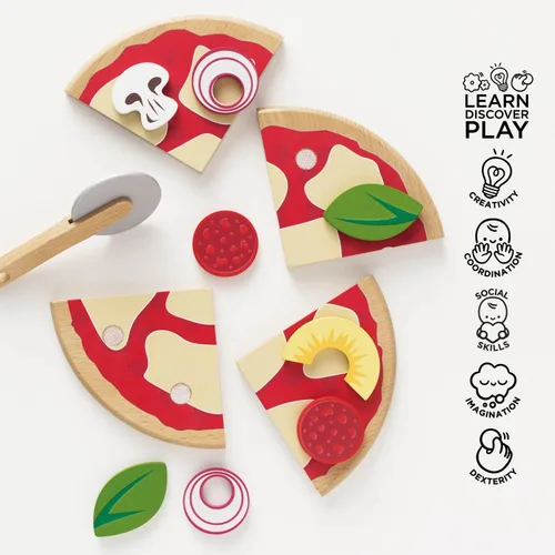 Miniatura 3 de Le Toy Van - Comida de madera para niños Pizza de panadería de madera para pretender comida de juguete Accesorios de cocina de juguete