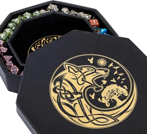 Miniatura 14 de DND Bandeja de dados – Bandeja de 9 pulgadas de calidad prémium Dungeons and Dragons – Exquisitamente detallado diseño de árbol del mundo azul