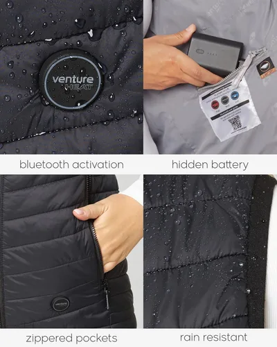Miniatura 5 de Venture Heat Women's Bluetooth Heated Vest with Battery Pack Included - App Control Insulated Puffer 7.4V