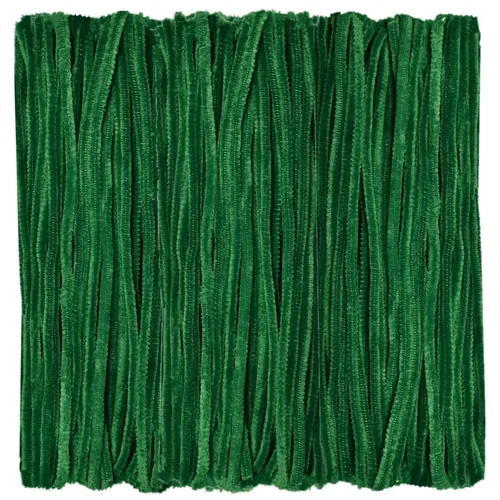 100 tallos de chenilla para limpiar tubos, color verde oscuro para decoración de arte y manualidades creativas (0.236 in x 12 pulgadas)