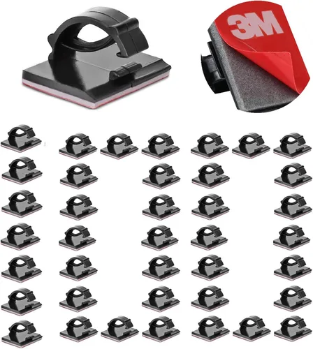 Miniatura 14 de Clips de Cable Autoadhesivos 3M Organizador de Cables, Soporte de Alambre Abrazadera de Gestión Adhesiva para Escritorio Coche Cámara de Tablero