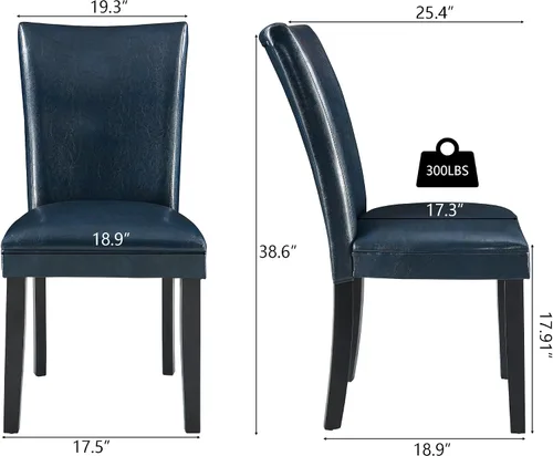 Miniatura 3 de LEEMTORIG Juego de 2 sillas de comedor de piel sintética modernas de mediados de siglo, sillas Parsons tapizadas de lujo con patas de madera maciza