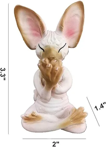 Miniatura 6 de Juego de 3 estatuas de gato Sphynx sabio Ver escuchar hablar no mal Zen meditando yoga gatos estatuilla esculturas de Buda 3.3 pulgadas de alto