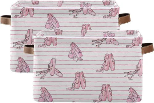 Miniatura 51 de Cesta Contenedor de Almacenamiento para Zapatos de Ballet, Caja de Almacenamiento Cúbica Grande de Lona Plegable Organizadora para Armario